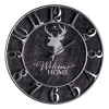 Часы настенные из дерева черный+серебро d38см "Welcome Home" (3841-001)    