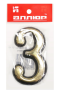 Цифра дверная АЛЛЮР пластик "3" золото (20шт)